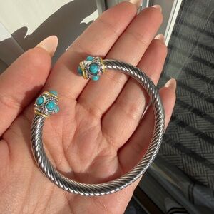 Silver and Turquoise Bangle Bracelet